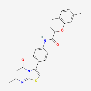 molecular formula C24H23N3O3S B2997182 2-(2,5-dimethylphenoxy)-N-(4-(7-methyl-5-oxo-5H-thiazolo[3,2-a]pyrimidin-3-yl)phenyl)propanamide CAS No. 1170421-61-0