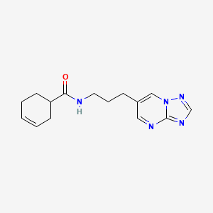 N-(3-([1,2,4]triazolo[1,5-a]pyrimidin-6-yl)propyl)cyclohex-3-enecarboxamide