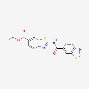 molecular formula C18H13N3O3S2 B2997188 2-(苯并[d]噻唑-6-甲酰氨基)苯并[d]噻唑-6-甲酸乙酯 CAS No. 888409-50-5