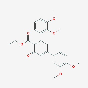 molecular formula C25H28O7 B2997194 Ethyl 6-(2,3-dimethoxyphenyl)-4-(3,4-dimethoxyphenyl)-2-oxocyclohex-3-ene-1-carboxylate CAS No. 851716-28-4