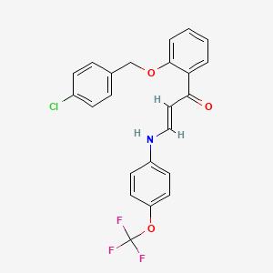 (2E)-1-{2-[(4-chlorophenyl)methoxy]phenyl}-3-{[4-(trifluoromethoxy)phenyl]amino}prop-2-en-1-one