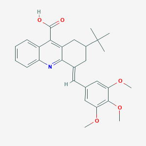 molecular formula C28H31NO5 B2997200 2-叔丁基-4-(3,4,5-三甲氧基-苄叉)-1,2,3,4-四氢-吖啶-9-羧酸 CAS No. 519150-66-4