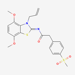 molecular formula C21H22N2O5S2 B2997204 (E)-N-(3-allyl-4,7-dimethoxybenzo[d]thiazol-2(3H)-ylidene)-2-(4-(methylsulfonyl)phenyl)acetamide CAS No. 946342-91-2