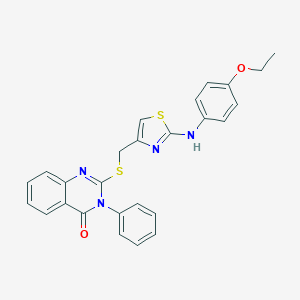 molecular formula C26H22N4O2S2 B299721 2-({[2-(4-ethoxyanilino)-1,3-thiazol-4-yl]methyl}sulfanyl)-3-phenyl-4(3H)-quinazolinone 