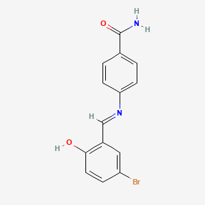 molecular formula C14H11BrN2O2 B2997211 4-{[(1E)-(5-溴-2-羟基苯基)亚甲基]氨基}苯甲酰胺 CAS No. 41077-05-8