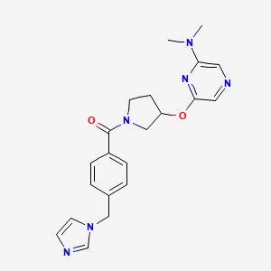 molecular formula C21H24N6O2 B2997214 (4-((1H-咪唑-1-基)甲基)苯基)(3-((6-(二甲氨基)吡嗪-2-基)氧基)吡咯烷-1-基)甲酮 CAS No. 2034286-21-8