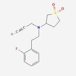 molecular formula C15H18FNO2S B2997217 3-{[2-(2-Fluorophenyl)ethyl](prop-2-yn-1-yl)amino}-1lambda6-thiolane-1,1-dione CAS No. 1795528-90-3