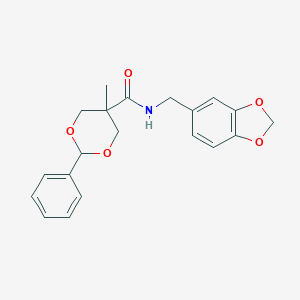 molecular formula C20H21NO5 B299722 N-(1,3-benzodioxol-5-ylmethyl)-5-methyl-2-phenyl-1,3-dioxane-5-carboxamide 