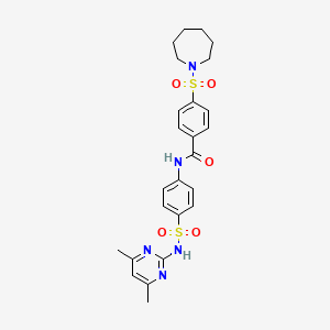 4-(azepan-1-ylsulfonyl)-N-(4-(N-(4,6-dimethylpyrimidin-2-yl)sulfamoyl)phenyl)benzamide