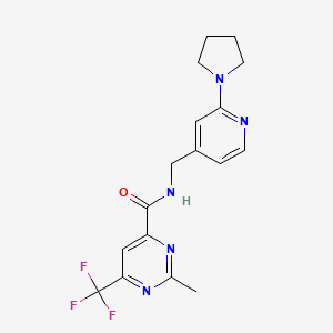 2-Methyl-N-[(2-pyrrolidin-1-ylpyridin-4-yl)methyl]-6-(trifluoromethyl)pyrimidine-4-carboxamide