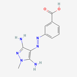 molecular formula C11H12N6O2 B2997241 3-[(2E)-2-(3,5-diimino-1-methylpyrazolidin-4-ylidene)hydrazinyl]benzoic acid CAS No. 2225722-86-9