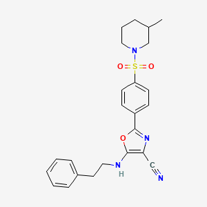 2-(4-((3-Methylpiperidin-1-yl)sulfonyl)phenyl)-5-(phenethylamino)oxazole-4-carbonitrile