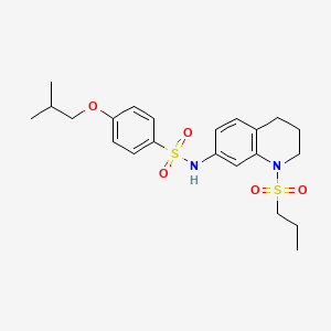 molecular formula C22H30N2O5S2 B2997261 4-isobutoxy-N-(1-(propylsulfonyl)-1,2,3,4-tetrahydroquinolin-7-yl)benzenesulfonamide CAS No. 946227-02-7