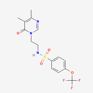 molecular formula C15H16F3N3O4S B2997263 N-(2-(4,5-dimethyl-6-oxopyrimidin-1(6H)-yl)ethyl)-4-(trifluoromethoxy)benzenesulfonamide CAS No. 1421531-26-1