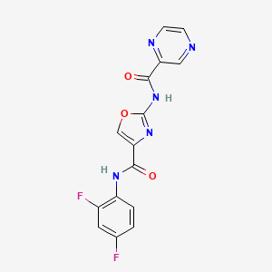 molecular formula C15H9F2N5O3 B2997264 N-(2,4-difluorophenyl)-2-(pyrazine-2-carboxamido)oxazole-4-carboxamide CAS No. 1396677-96-5