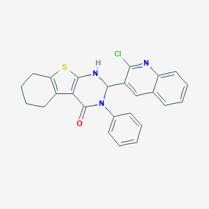 molecular formula C25H20ClN3OS B299729 2-(2-chloro-3-quinolinyl)-3-phenyl-2,3,5,6,7,8-hexahydro[1]benzothieno[2,3-d]pyrimidin-4(1H)-one 