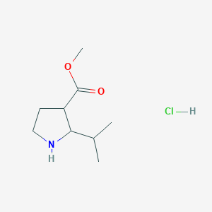 molecular formula C9H18ClNO2 B2997295 Methyl 2-(propan-2-yl)pyrrolidine-3-carboxylate hydrochloride CAS No. 1808663-80-0
