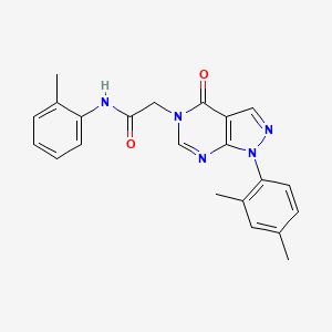 molecular formula C22H21N5O2 B2997301 2-[1-(2,4-dimethylphenyl)-4-oxo-1H,4H,5H-pyrazolo[3,4-d]pyrimidin-5-yl]-N-(2-methylphenyl)acetamide CAS No. 894998-60-8