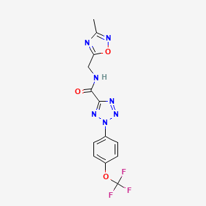 molecular formula C13H10F3N7O3 B2997303 N-((3-甲基-1,2,4-恶二唑-5-基)甲基)-2-(4-(三氟甲氧基)苯基)-2H-四唑-5-甲酰胺 CAS No. 1396793-03-5