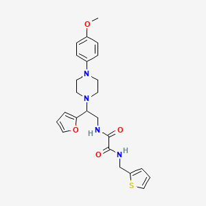 molecular formula C24H28N4O4S B2997306 N1-(2-(呋喃-2-基)-2-(4-(4-甲氧基苯基)哌嗪-1-基)乙基)-N2-(噻吩-2-基甲基)草酰胺 CAS No. 877634-06-5