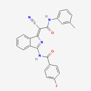 (Z)-N-(1-(1-cyano-2-oxo-2-(m-tolylamino)ethylidene)-1H-isoindol-3-yl)-4-fluorobenzamide