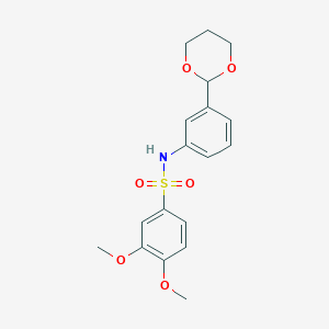 N-[3-(1,3-dioxan-2-yl)phenyl]-3,4-dimethoxybenzenesulfonamide