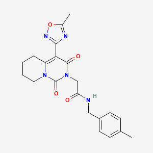 molecular formula C21H23N5O4 B2997333 N-(4-methylbenzyl)-2-[4-(5-methyl-1,2,4-oxadiazol-3-yl)-1,3-dioxo-5,6,7,8-tetrahydro-1H-pyrido[1,2-c]pyrimidin-2(3H)-yl]acetamide CAS No. 1775524-00-9