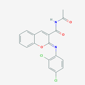 (2Z)-N-acetyl-2-[(2,4-dichlorophenyl)imino]-2H-chromene-3-carboxamide