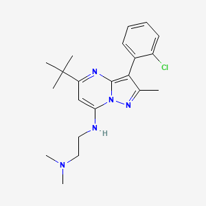 molecular formula C21H28ClN5 B2997337 N'-[5-tert-butyl-3-(2-chlorophenyl)-2-methylpyrazolo[1,5-a]pyrimidin-7-yl]-N,N-dimethylethane-1,2-diamine CAS No. 879567-48-3