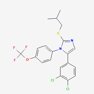 molecular formula C20H17Cl2F3N2OS B2997344 5-(3,4-dichlorophenyl)-2-(isobutylthio)-1-(4-(trifluoromethoxy)phenyl)-1H-imidazole CAS No. 1226448-71-0