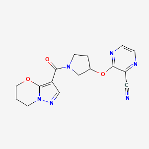 3-((1-(6,7-dihydro-5H-pyrazolo[5,1-b][1,3]oxazine-3-carbonyl)pyrrolidin-3-yl)oxy)pyrazine-2-carbonitrile