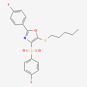 2-(4-Fluorophenyl)-4-((4-fluorophenyl)sulfonyl)-5-(pentylthio)oxazole