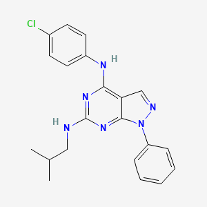 molecular formula C21H21ClN6 B2997359 N~4~-(4-chlorophenyl)-N~6~-(2-methylpropyl)-1-phenyl-1H-pyrazolo[3,4-d]pyrimidine-4,6-diamine CAS No. 946289-16-3