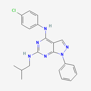 molecular formula C21H21ClN6 B2997359 N4-(4-chlorophenyl)-N6-(2-methylpropyl)-1-phenyl-1H-pyrazolo[3,4-d]pyrimidine-4,6-diamine CAS No. 946289-16-3