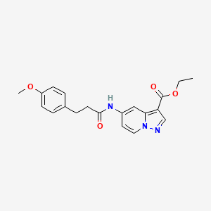 molecular formula C20H21N3O4 B2997367 5-(3-(4-甲氧基苯基)丙酰氨基)吡唑并[1,5-a]吡啶-3-甲酸乙酯 CAS No. 1396864-75-7