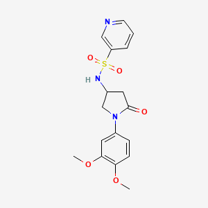 molecular formula C17H19N3O5S B2997375 N-[1-(3,4-dimethoxyphenyl)-5-oxopyrrolidin-3-yl]pyridine-3-sulfonamide CAS No. 905690-02-0