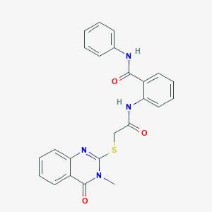 molecular formula C24H20N4O3S B299739 2-({[(3-methyl-4-oxo-3,4-dihydro-2-quinazolinyl)sulfanyl]acetyl}amino)-N-phenylbenzamide 