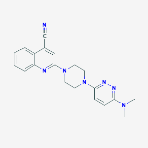 molecular formula C20H21N7 B2997405 2-[4-[6-(Dimethylamino)pyridazin-3-yl]piperazin-1-yl]quinoline-4-carbonitrile CAS No. 2415629-24-0