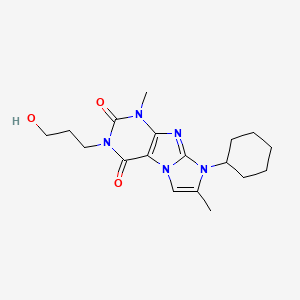 molecular formula C18H25N5O3 B2997406 8-环己基-3-(3-羟丙基)-1,7-二甲基-1H-咪唑并[2,1-f]嘌呤-2,4(3H,8H)-二酮 CAS No. 896076-33-8