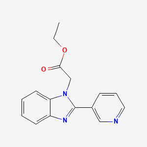 molecular formula C16H15N3O2 B2997407 Ethyl 2-(2-(3-pyridyl)benzimidazolyl)acetate CAS No. 939241-52-8