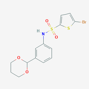 molecular formula C14H14BrNO4S2 B299741 5-bromo-N-[3-(1,3-dioxan-2-yl)phenyl]thiophene-2-sulfonamide 