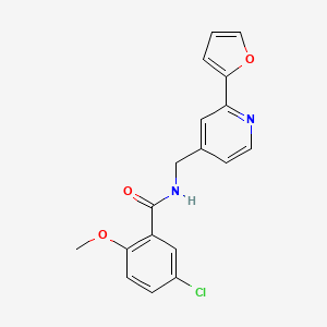 molecular formula C18H15ClN2O3 B2997412 5-chloro-N-((2-(furan-2-yl)pyridin-4-yl)methyl)-2-methoxybenzamide CAS No. 2034547-13-0