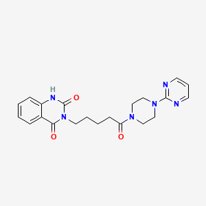 molecular formula C21H24N6O3 B2997443 3-(5-oxo-5-(4-(pyrimidin-2-yl)piperazin-1-yl)pentyl)quinazoline-2,4(1H,3H)-dione CAS No. 850780-97-1