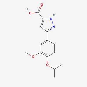 molecular formula C14H16N2O4 B2997447 5-[3-甲氧基-4-(丙烷-2-氧基)苯基]-1H-吡唑-3-羧酸 CAS No. 1273554-08-7