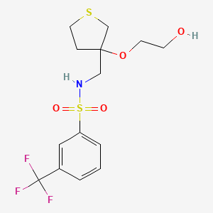 molecular formula C14H18F3NO4S2 B2997452 N-((3-(2-羟乙氧基)四氢噻吩-3-基)甲基)-3-(三氟甲基)苯磺酰胺 CAS No. 2320884-92-0