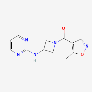 molecular formula C12H13N5O2 B2997457 (5-甲基异恶唑-4-基)(3-(嘧啶-2-基氨基)氮杂环-1-基)甲苯酮 CAS No. 2195954-56-2