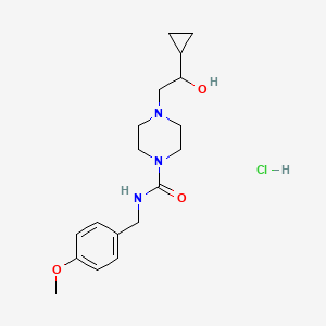 molecular formula C18H28ClN3O3 B2997460 4-(2-环丙基-2-羟乙基)-N-(4-甲氧基苄基)哌嗪-1-甲酰胺盐酸盐 CAS No. 1396850-32-0