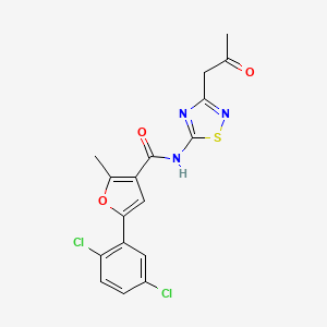 molecular formula C17H13Cl2N3O3S B2997467 5-(2,5-dichlorophenyl)-2-methyl-N-(3-(2-oxopropyl)-1,2,4-thiadiazol-5-yl)furan-3-carboxamide CAS No. 708996-70-7