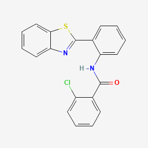 molecular formula C20H13ClN2OS B2997470 N-[2-(1,3-benzothiazol-2-yl)phenyl]-2-chlorobenzamide CAS No. 314028-66-5