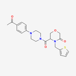 molecular formula C22H25N3O4S B2997472 5-(4-(4-乙酰苯基)哌嗪-1-羰基)-4-(噻吩-2-基甲基)吗啉-3-酮 CAS No. 1421444-87-2